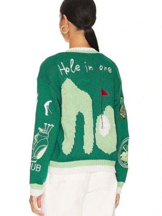 NO! JEANS Gone Golfing Cardigan in Golf Green 4 large - Picture 2 of 7